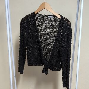Elegant Black Tie-Front Cardigan